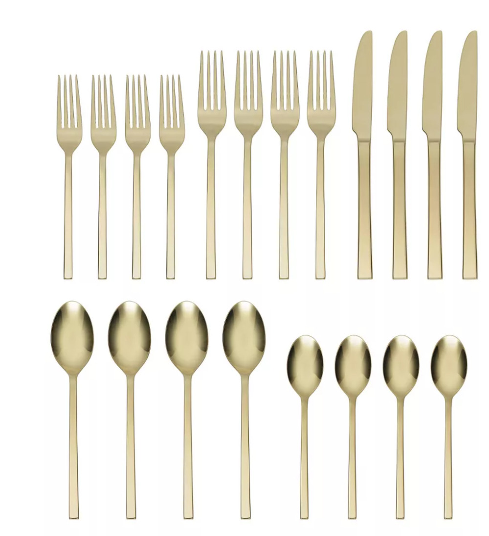 Oneida 20pc Allay Champagne Flatware Set Service For 4 New Modern & Elegant
